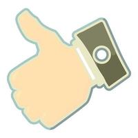 Hand tag icon, cartoon style vector