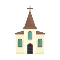 Wood church icon flat isolated vector