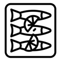 vector de contorno de icono de pescado frito. comida cocina