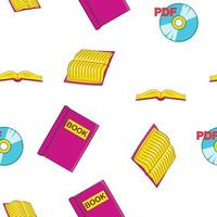 Reading books pattern, cartoon style vector