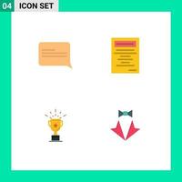 Set of 4 Commercial Flat Icons pack for chat trophy book cup heart Editable Vector Design Elements