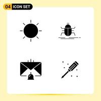 4 Creative Icons Modern Signs and Symbols of design virus light bugs communication Editable Vector Design Elements