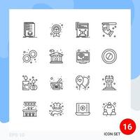 Group of 16 Outlines Signs and Symbols for light bright saint website video Editable Vector Design Elements