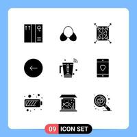 9 Universal Solid Glyphs Set for Web and Mobile Applications juice stop prototyping play buttons Editable Vector Design Elements