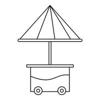 Cart with umbrella icon, outline style vector