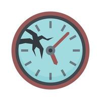 Broken wall clock icon flat isolated vector