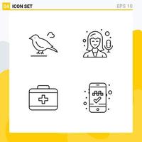 User Interface Pack of 4 Basic Filledline Flat Colors of bird care sparrow recording online cab booking Editable Vector Design Elements