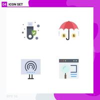 Pack of 4 creative Flat Icons of security radio usb investment stream Editable Vector Design Elements