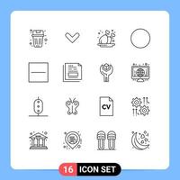 Mobile Interface Outline Set of 16 Pictograms of delete wifi down signal plate Editable Vector Design Elements