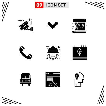 Set of 9 Modern UI Icons Symbols Signs for project engineer machine automation phone Editable Vector Design Elements