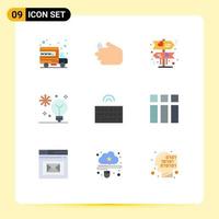 Set of 9 Vector Flat Colors on Grid for keyboard machine learning board intelligence creativity Editable Vector Design Elements