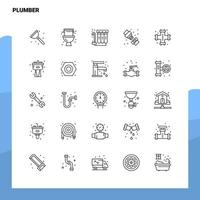 Set of Plumber Line Icon set 25 Icons Vector Minimalism Style Design Black Icons Set Linear pictogram pack