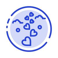 Hearts Love Loving Wedding Blue Dotted Line Line Icon vector