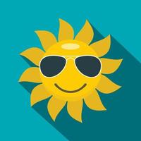 Sun icon, flat style vector