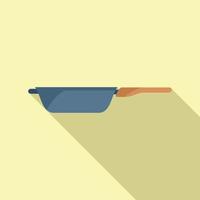 Oil wok frying pan icon flat vector. Cooking stove vector