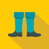 Fishing boots icon, flat style vector