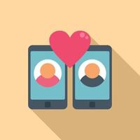 Online smartphone dating icon flat vector. Internet phone vector