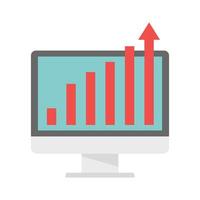 Online report graph icon flat isolated vector