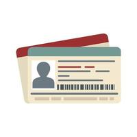 Id passport card icon flat isolated vector