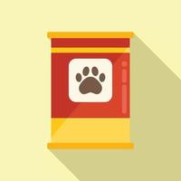 Dog food tin icon flat vector. Animal feed vector