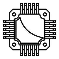 Board cpu icon outline vector. Digital microchip vector