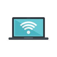 Room service laptop wifi icon flat isolated vector