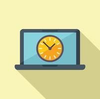 Laptop work hours icon flat vector. Office time vector