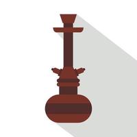 Brown arabic hookah icon, flat style vector