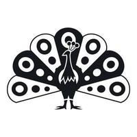 Peacock with flowing tail icon, simple style vector