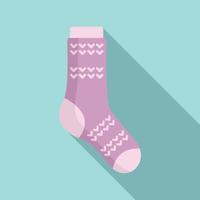 Girl sock icon flat vector. Cute pair line vector