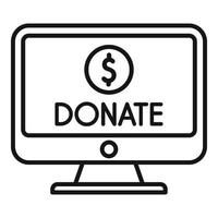 donar vector de contorno de icono de monitor en línea. ayuda de caridad
