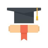 Graduation hat diploma icon flat isolated vector