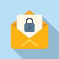Security mail icon flat vector. Page log vector