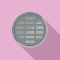 Metallic manhole icon flat vector. City road vector