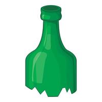 Broken bottle icon, cartoon style vector
