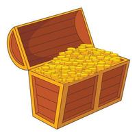 pirate treasure chest with golden coins icon vector
