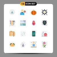 Pack of 16 Modern Flat Colors Signs and Symbols for Web Print Media such as digital design pumpkin megaphone loudspeaker Editable Pack of Creative Vector Design Elements