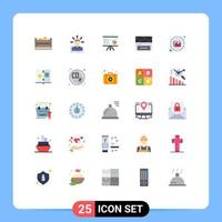 25 Flat Color concept for Websites Mobile and Apps clapper report transition marketing chart Editable Vector Design Elements