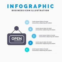 Marketing Board Sign Open Solid Icon Infographics 5 Steps Presentation Background vector