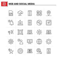 25 Web and Social Media icon set vector background