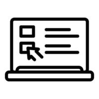 Laptop election icon outline vector. Vote online vector