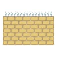 Brick wall fence icon, cartoon style vector