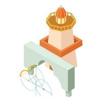 Renovation icon isometric vector. Arch project and big lighthouse building icon vector