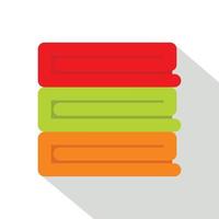 Stack of colored towels icon, flat style vector