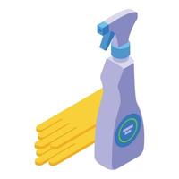 Cleaning gloves spray icon isometric vector. Household cleaner vector