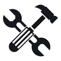 Hammer and screw wrench icon, simple style vector