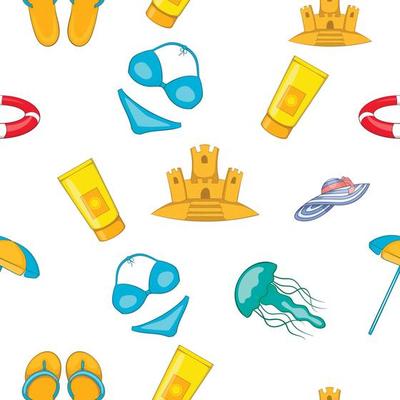 Relax on beach pattern, cartoon style