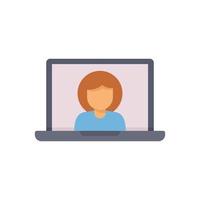 Laptop video call icon flat isolated vector