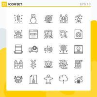 Collection of 25 Universal Line Icons Icon Set for Web and Mobile Creative Black Icon vector background