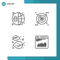 Vector Pack of 4 Outline Symbols Line Style Icon Set on White Background for Web and Mobile Creative Black Icon vector background